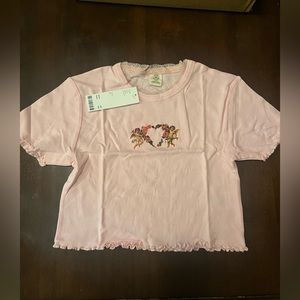 Urban Outfitters Lace Edge floral CHE PINK shirt. .  Size medium